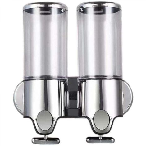 Lot de 2 distributeurs de savon mural de 500 ml - Distributeur de savon manuel pour désinfectant - Distributeur de shampooing et de gel douche pour toilettes, salle de bain, cuisine, hôtel, bureau