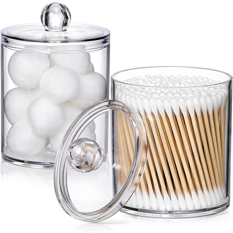 Lot de 2 distributeurs en acrylique, petits pots d'apothicaire en plastique transparent, accessoires de salle de bain, décoration, rangement de