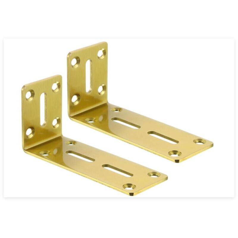 Lot de 2 (doré) équerres d'angle en forme de L 120 x 45 x 60 mm Code d'angle réglable en acier inoxydable Support d'angle à fente à 90 degrés