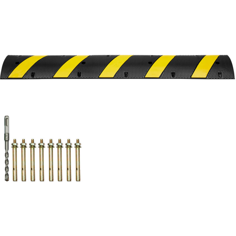 Mophorn - Lot de 2 dos d'âne en caoutchouc de 6 pi/72 po. 2 canaux. Capacité de 22 000 lb. Robuste. Avec bande jaune hautement réfléchissante. 8 vis