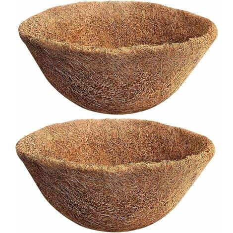 MEMKEY Lot de 2 Doublure en Fibre de Coco Naturelle pour Pot de Fleurs 35 cm Panier Suspendu pour Pots de Fleurs Remplacement en Fibre de Coco pour jardinière