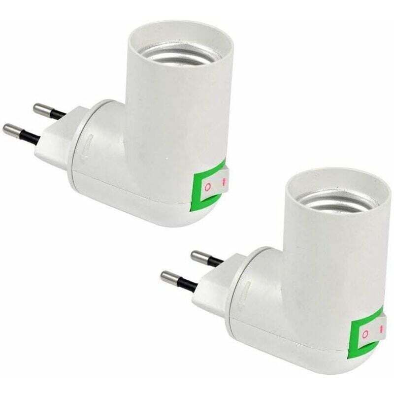 Lot de 2 Douilles E27 avec Interrupteur sans Fil, Base pour Ampoule led E27, Douilles en Plastique pour Installation Rapide d'Éclairage, pour Lampes