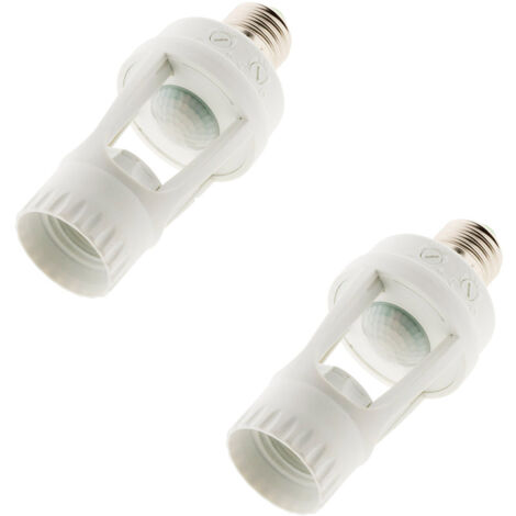 Lot de 2 douilles E27 + détecteur intégré - blanc - Zenitech