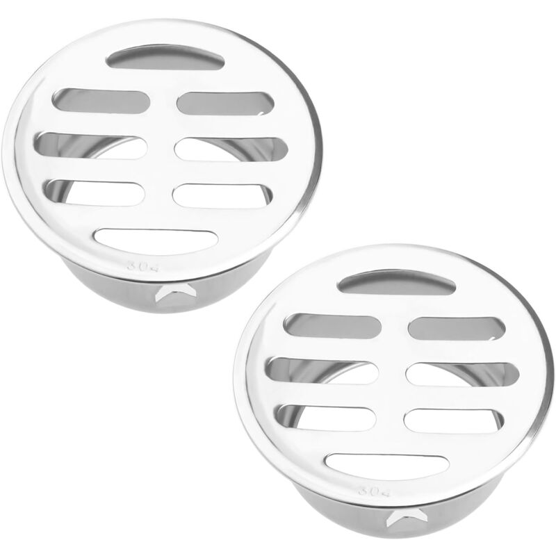 Lot de 2 drains de sol ronds en acier inoxydable de 50 mm pour tuyaux d'évacuation extérieurs, toits, cuisines, salles de bains, garages, extérieurs,