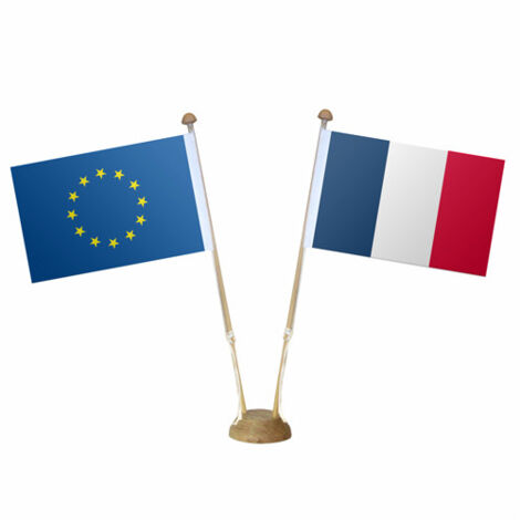 LOT DE 2 DRAPEAUX DE TABLE SOCLE BOIS (WFFBOIS)