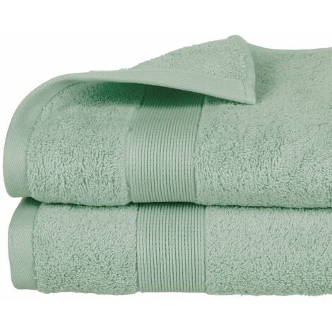 ATMOSPHERA CRÉATEUR D'INTÉRIEUR Lot de 2 Draps de bain en Coton Vert céladon tissu éponge 70 x 130 cm - Atmosphera