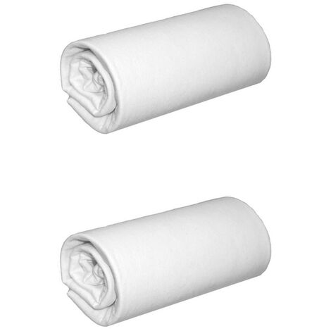 Lot de 2 draps housse jersey blanc bonnet 40 cm 180x190