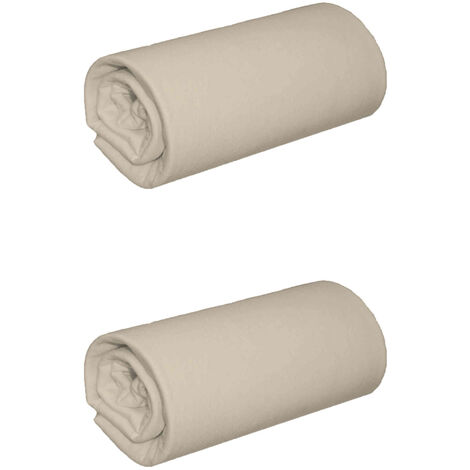 Lot de 2 draps housse jersey sable bonnet 40 cm 90x190/200
