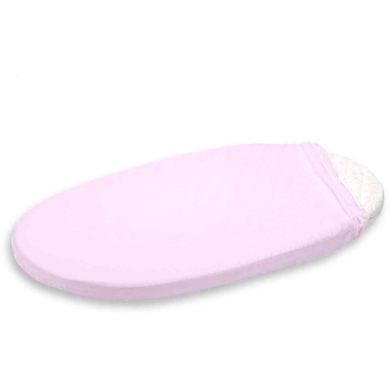 P'tit Basile - Lot de 2 draps housses bébé coton bio pour berceau et couffin ovale 40x80 rose