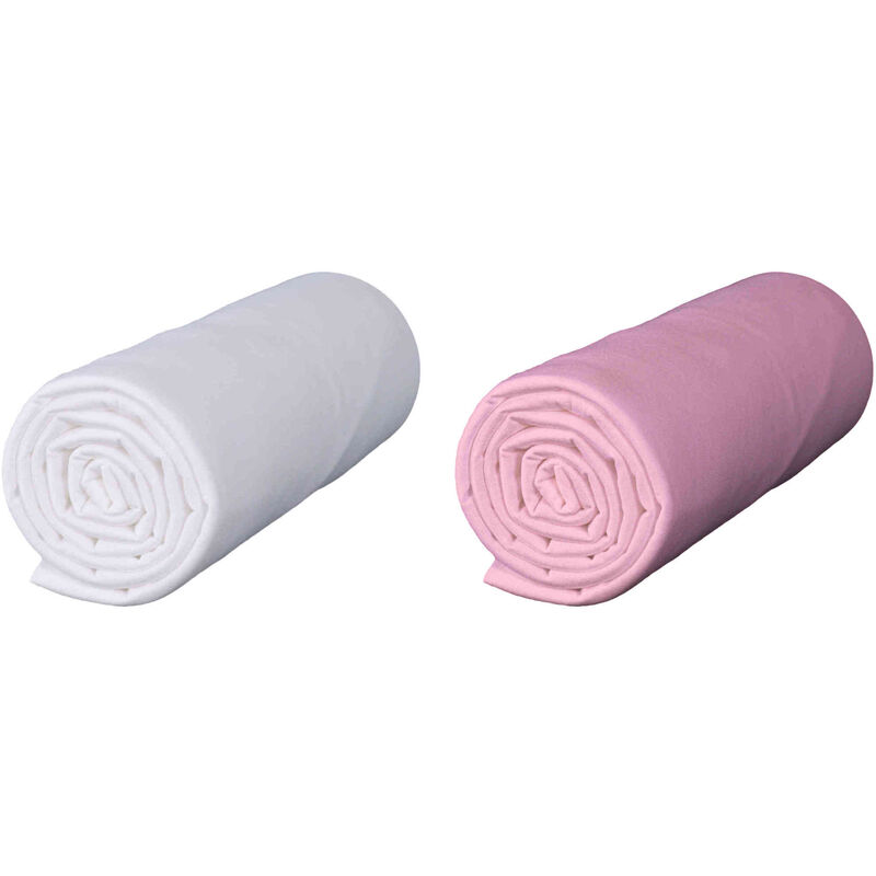 Baby Fox - Lot de 2 draps housses bébé jersey bio blanc et rose 70x140 cm Baby Fox - Lot de 2 draps housses bébé jersey bio blanc et rose 70x140 cm