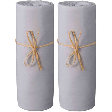 Lot de 2 draps housses bébé jersey bio gris perle 60x120