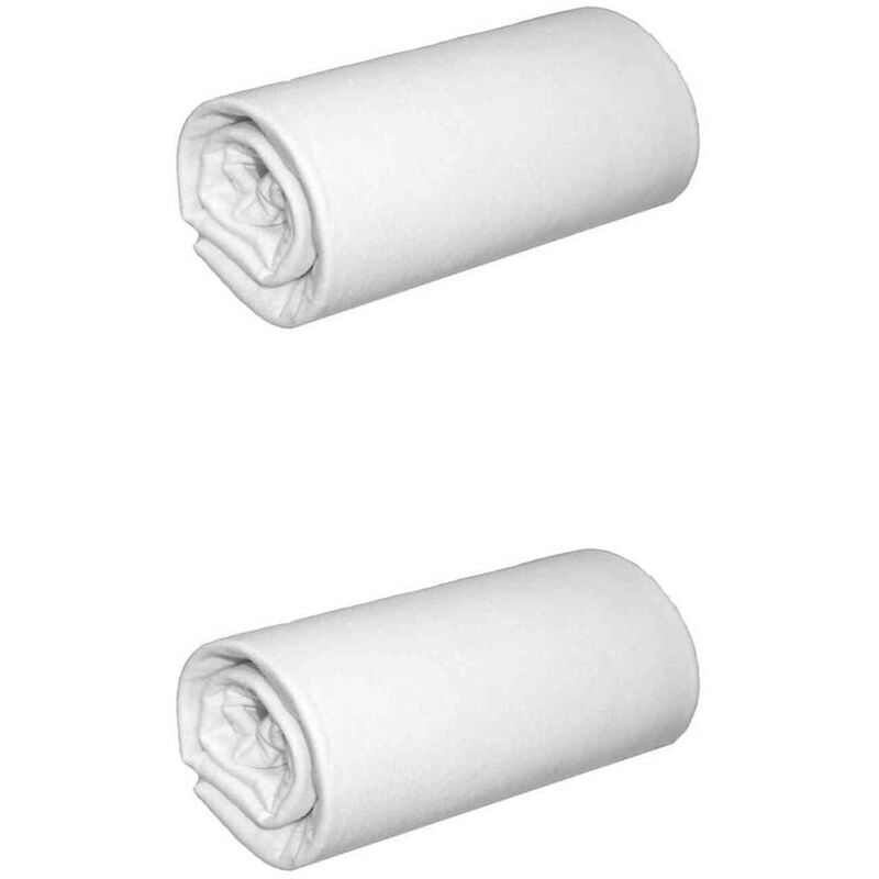 Lot de 2 draps housses jersey blancs bonnet 30 cm 100% coton biologique 90x200