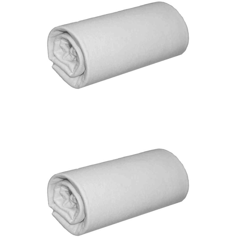 Lot de 2 draps housses jersey gris bonnet 30 cm 100% coton biologique 70/80x190/200