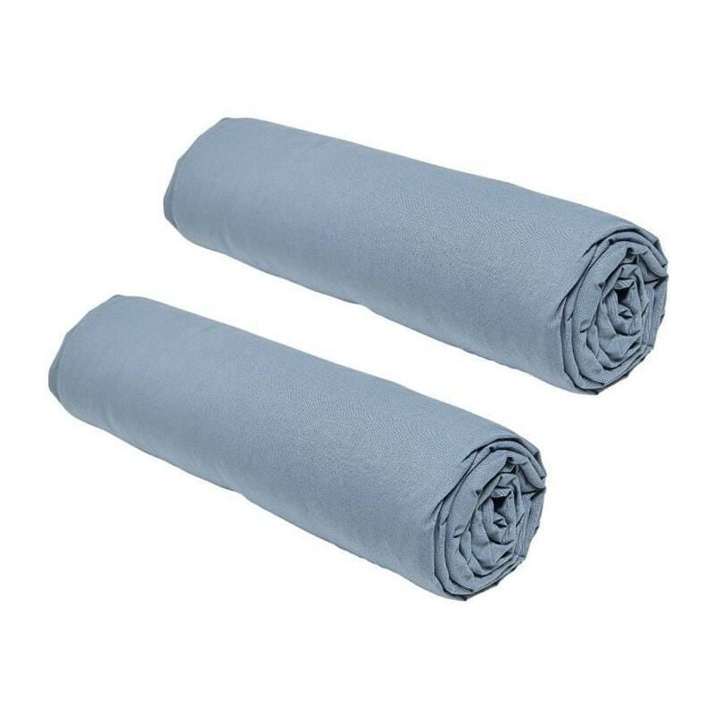 Lot de 2 draps housses Today Essential - 90 x 190 cm - 1 personne - 100% Coton - Denim