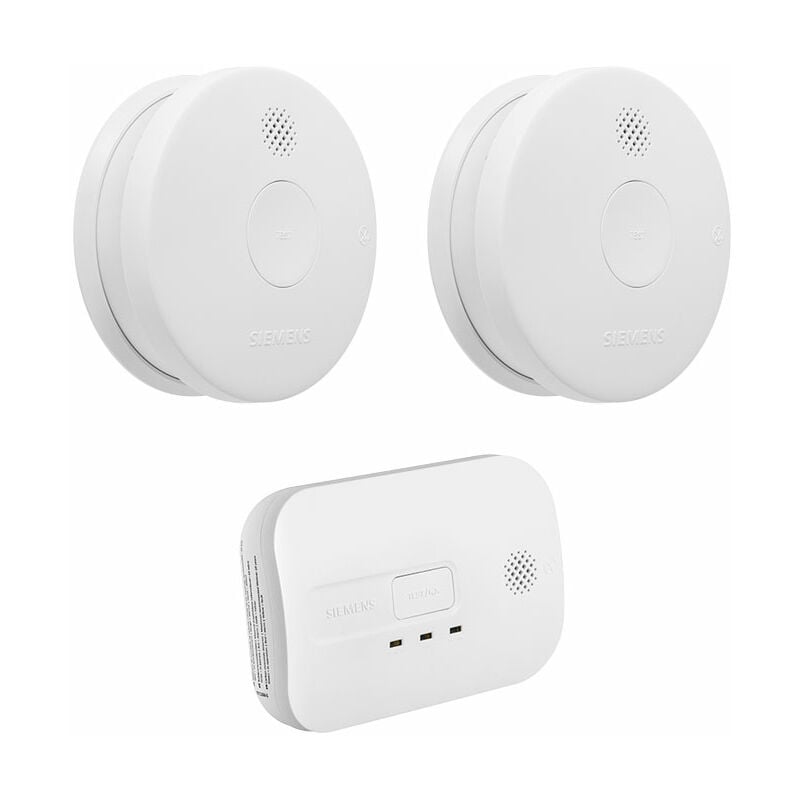 Siemens - Lot de 2 détecteurs de fumée nf Autonomie 5 ans + 1 détecteur de monoxyde de carbone nf autonomie 3 ans
