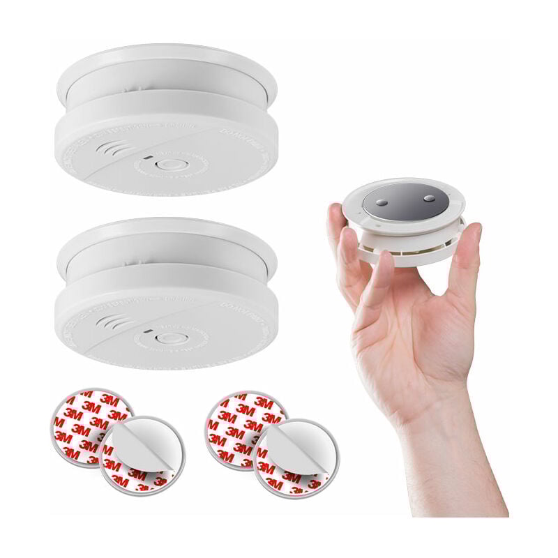 Evacuate - Lot de 2 détecteurs de fumée nf avec supports aimantés de fixation