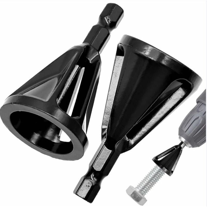 Csparkv - Lot de 2 Ébavurage Externe Chanfreinage pour Perceuse,pour Éliminer les Dommages Extracteurs, Convient aux Boulons de Taille 8-32,Acier