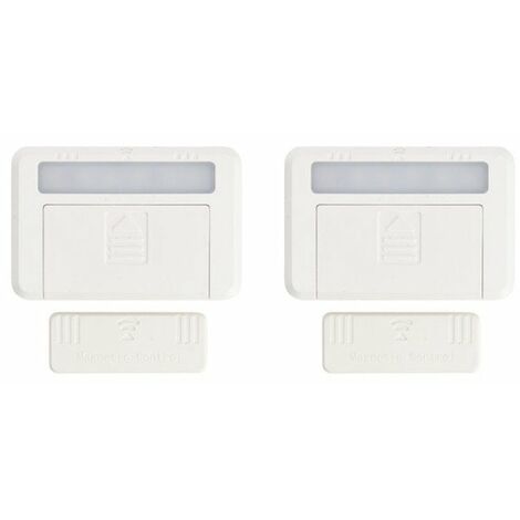 Lot de 2 éclairages de placard et tiroir à piles (incluses) - Détection magnétique - 50 lumens - Blanc neutre