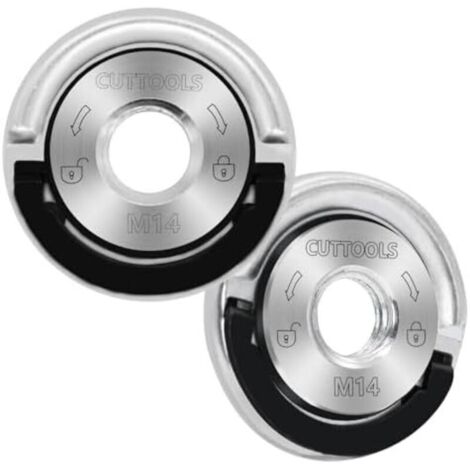 Lot de 2 écrous de serrage rapide pour meuleuse d'angle, écrou de serrage rapide M14 avec levier auto-bloquant, installation rapide, changement de disque abrasif, sans outils