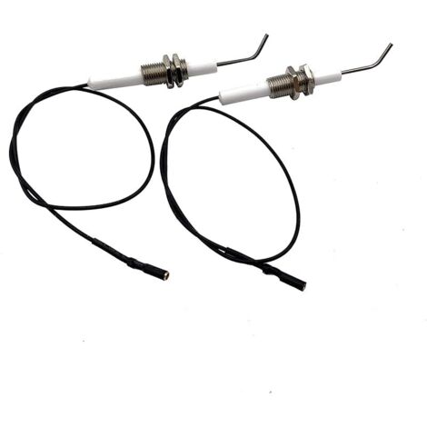 Lot de 2 électrodes universelles en céramique pour bougie d'allumage - 0,3 m - Appareil électronique - Convient pour un allumage piézoélectrique à bouton poussoir