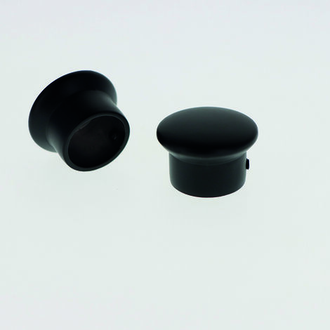 Lot de 2 Embouts Chapeau pour tringles à rideaux de Diam. 20mm en Noir Mat - BOULET