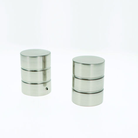 Lot de 2 Embouts Cylindre pour tringles à rideaux de Diam. 28mm en Nickel Mat - BOULET