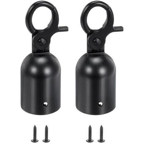 Lot de 2 embouts de corde pour poteau de 2,8 x 8 cm, crochets mousquetons pour barrière de contrôle des foules, séparateur de file d'attente, noir