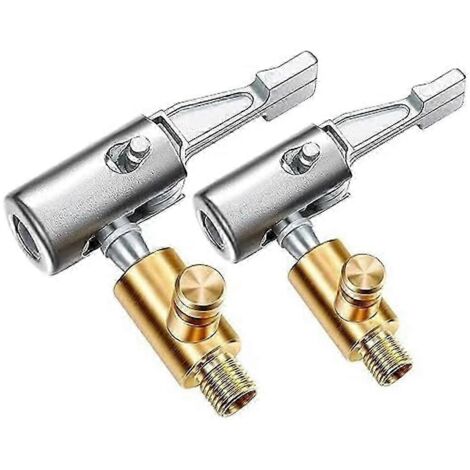 Lot de 2 embouts de gonflage à verrouillage, embout métallique avec valve de décompression, filetage standard 8 mm, couleur cuivre/argent.