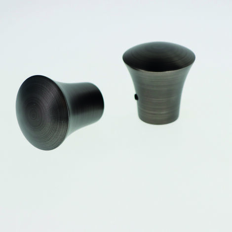 Lot de 2 Embouts Pommeau Lisse pour tringles à rideaux de Diam. 20mm en Carbone - BOULET