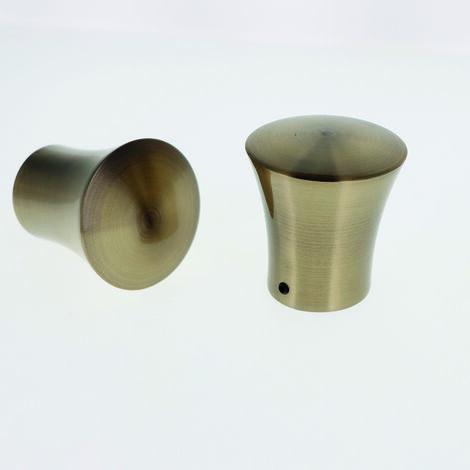 Lot de 2 Embouts Pommeau Lisse pour tringles à rideaux de Diam. 28mm en Bronze - BOULET