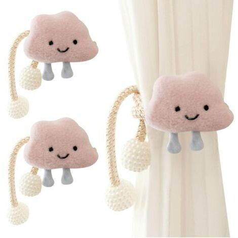 Lot de 2 Embrasse à Rideaux Corde en Forme de Nuages de Dessins Animés avec Boule de Perle pour Enfant Attache de Rideau Nuage Mignon Boucle à Rideaux pour Décoration de Chambre d'enfant