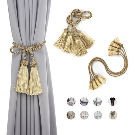 Lot de 2 embrasses de rideaux à double extrémité en corde tressée faite à la main, style européen, décoratives, pour rideaux de maison et de bureau