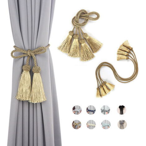 Lot de 2 embrasses de rideaux à double extrémité en corde tressée faite à la main, style européen, décoratives, pour rideaux de maison et de bureau