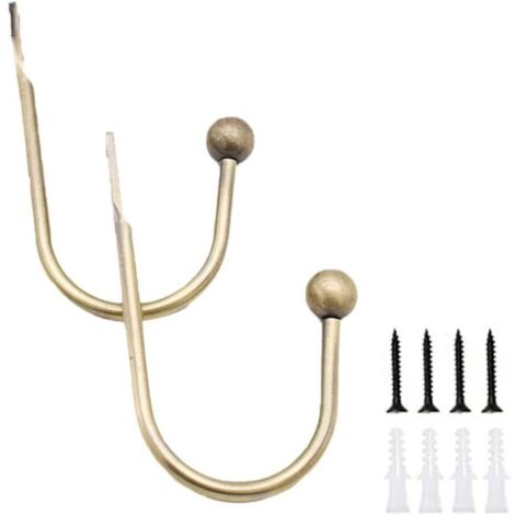 Lot de 2 embrasses de rideaux à fixation murale avec vis en métal - Crochets solides - Vert bronze