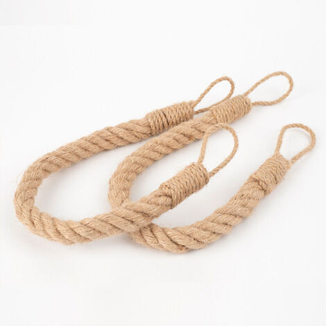 Lot de 2 embrasses de Rideaux avec Corde de Chanvre torsadée décorative Faite à la Main pour Rideaux (Kaki, 2)