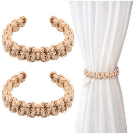 Lot de 2 embrasses de rideaux en corde de chanvre tressée, style rustique, pour la maison ou la chambre à coucher.