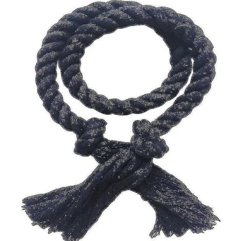 Lot de 2 embrasses de rideaux en corde de coton et lin tissée, couleur unie, bleu marine, Jikaix
