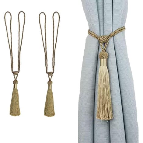 lot De 2 Embrasses De Rideaux Faites  La Main En Corde Avec Pompons Pour Dcoration De Bureau Maison (or, 2)