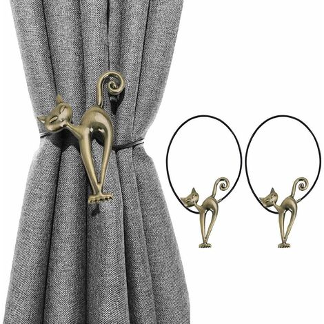 Lot de 2 embrasses de Rideaux magnétiques créatives à Clips pour Rideau arrière Moderne Katze, Retro Bronze