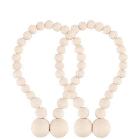 Lot de 2 embrasses de rideaux magnétiques en perles de bois pour décoration de chambre bohème, chambre d'enfant