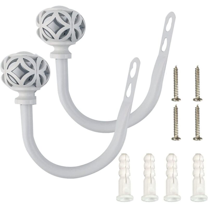 Lot de 2 embrasses à rideaux en forme de u - Décoration d'intérieur - Multifonctions - En fer forgé - Blanc