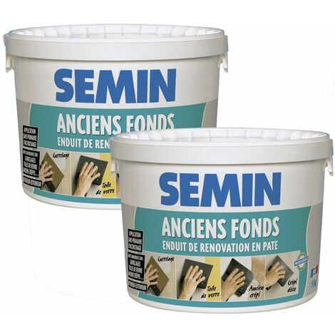 Lot de 2 enduits de rénovation pour les supports irréguliers Anciens Fonds Semin - spécial toile de verre, carrelage, peinture - intérieur/extérieur - seau de 5 kg
