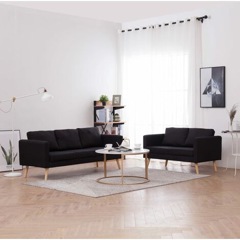 Lot de 2 Ensemble de canapé,Sofa Charm,Banquette Tissu Noir -Q1822