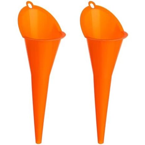 Lot de 2 entonnoirs à huile multi-usages - Entonnoir remplissage universel pour voiture en plastique avec long goulot huiles voiture, lubrifiants, moteur, eau (orange)
