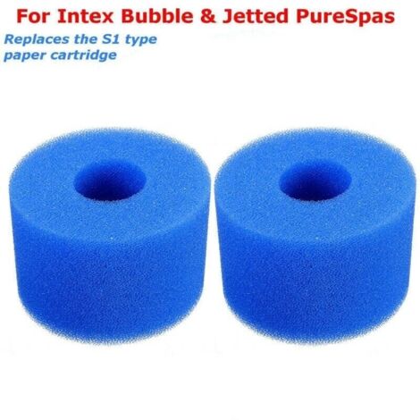 Lot de 2 Éponges Filtrantes Lavables et Réutilisables pour Piscine - Cylindres en Mousse Bleue pour Filtration et Nettoyage