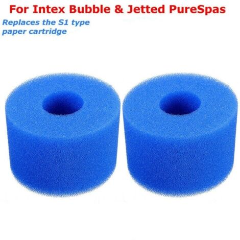 Lot de 2 Éponges Filtrantes Lavables et Réutilisables pour Piscine - Cylindres en Mousse Bleue pour Filtration et Nettoyage