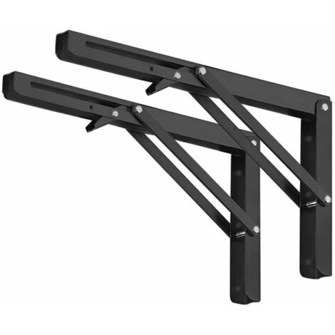 Lot de 2 Equerre Etagere 250mm, Support Console Pliable, Acier Inoxydable Equerre Rabattable Murale, 50KG/110lbs Porteur