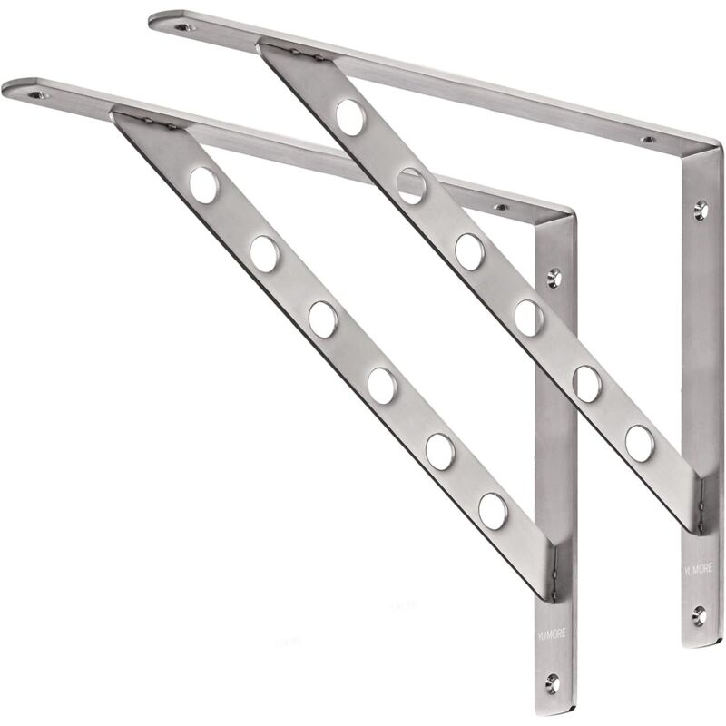 Paryou - Lot de 2 équerres d'étagère en acier inoxydable , support d'étagère solide, charge maximale : 250 kg, équerre d'angle à angle droit(25x15CM)