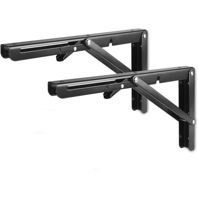 Lot de 2 Equerre Etagere 400mm, Support Console Pliable, Acier Inoxydable Equerre Rabattable Murale, 80KG/176lbs Porteur Noir