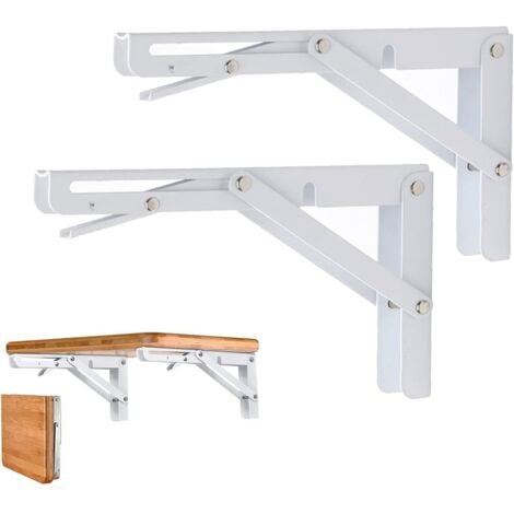 PARYOU Equerre Etagere Pliante 300mm, Equerre Rabattable Murale, Support Console Pliable 50KG Porteur，equerre pliable pour Garage, Bureau, Chambre, Tablette Murale
